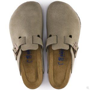 Birkenstock Boston Suede Leather Taupe Size 7 Barely Worn